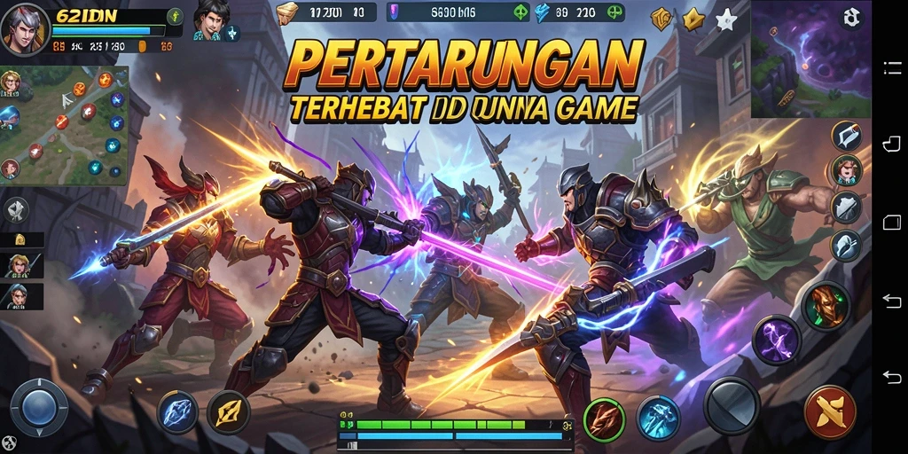 Tampilan gameplay 62IDN yang mendebarkan saat pertarungan berlangsung.