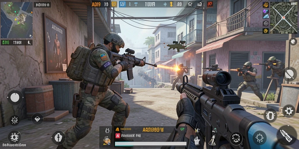 Tangkapan layar menunjukkan aksi seru dari gameplay ADI99 dengan senjata canggih.