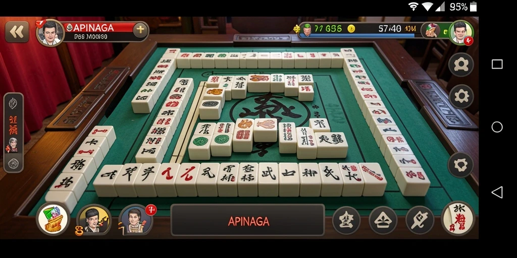 Tampilan gameplay APINAGA dengan tantangan Mahjong yang menarik.