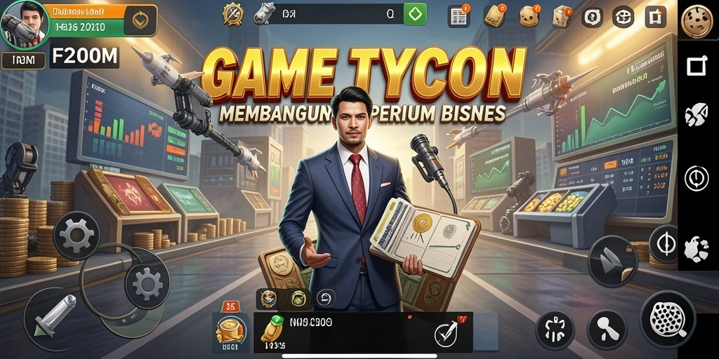 Screenshot yang menampilkan gameplay mendebarkan F200M dalam membangun bisnis Tycoon.