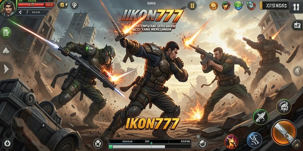 Screenshot gameplay <strong>IKON777</strong> dengan aksi pertarungan mendebarkan.