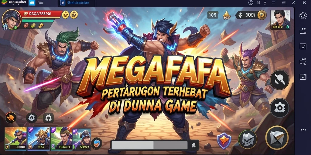 Screenshot gameplay MEGAFAFA yang menampilkan pertarungan sengit.