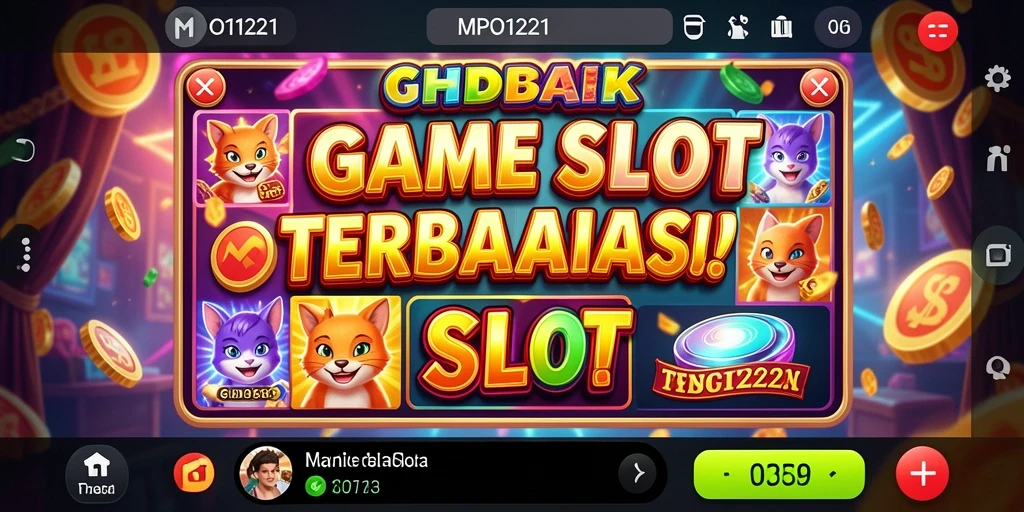 Gameplay MPO1221 menampilkan gulungan yang berputar dengan grafik menarik.