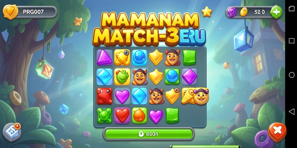Tampilan screenshot PRG007 menampilkan aksi seru dalam game Match-3.