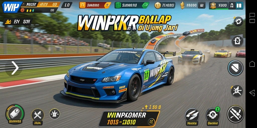 Gameplay seru balap mobil di WINPKR dengan grafis menawan.
